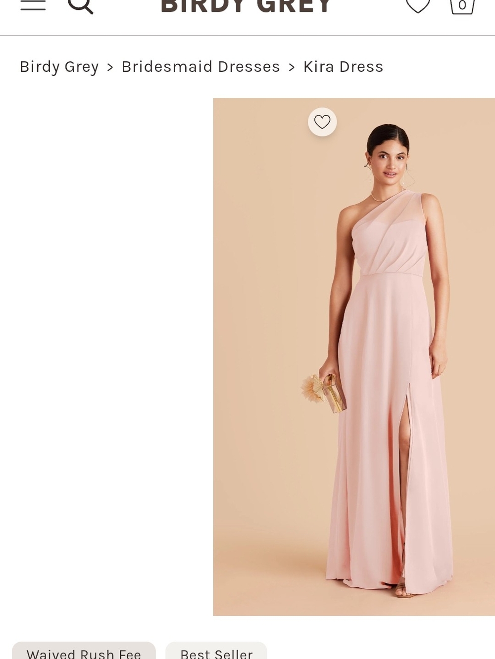 Birdy Grey Kira One-Shoulder Blush Pink Gown, Bridesmaid, Prom